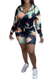 Black Fashion Casual adult Ma'am Print Two Piece Suits pencil Long Sleeve Two Pieces