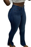 Jeans com design de zíper azul escuro
