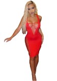 Красный Sexy & Club O-образным вырезом без рукавов Юбка-карандаш Нерегулярная юбка юбка Клубные платья
