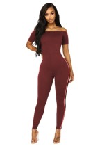 Maroon Backless Solid Fashion sexy Overalls & Strampler