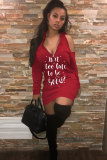 Red Casual Off The Shoulder Long Sleeves V Neck Step Skirt Mini Character 