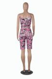 Pink Fashion adult Active Print Two Piece Suits Straight Sleeveless Two-Piece Short Set