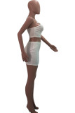 Белый модный повседневный взрослый мэм, однотонный костюм из двух предметов, юбка трапециевидной формы, без рукавов, из двух предметов