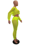 ライトグリーンファッションカジュアルセクシーHOLLOWEDOUTメッシュパッチワークペンシル