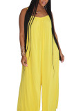 Yellow Fashion Sexy Solid Slip Jumpsuits