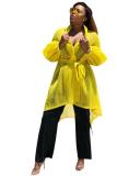 Gelbe Strickjacke-Perspektive Solide Langarm-Sweatshirts und -Hoodies