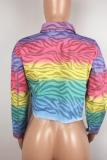 Multi-color turndown kraag Leopard crop top Tie Dye Anderen Blazer met lange mouwen & kostuums & jas