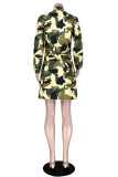 Green Street Hemdmouwen Lange mouwen Vest Slanke jurk rok camouflage Jurken