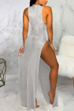 White Patchwork Solid Asymmetrical Fashion Sexy adult Ma'am Swimwears Cover Up