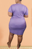 Фиолетовый модный сексуальный взрослый мэм с круглым вырезом однотонный плюс размер