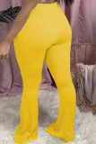 Amarillo Moda Sexy adulto Señora Sólido Tallas grandes