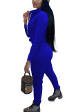 Королевский синий модный сексуальный костюм для взрослых мэм в стиле пэчворк, однотонный костюм из двух предметов, прямой костюм из двух предметов с длинными рукавами