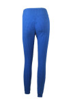 Pantaloni a matita alti e solidi con volant elastico azzurro