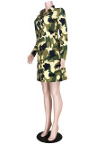 Green Street Skjorta ärmar Långärmad Cardigan Slim Dress kjol kamouflage Klänningar
