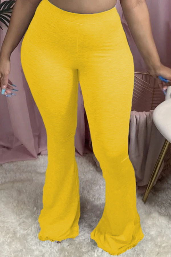 Gelb Fashion Sexy erwachsene Frau Solid Plus Size
