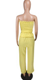 Yellow Fashion Casual adult Ma'am Solid Two Piece Suits Loose Sleeveless Two Pieces
