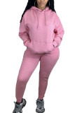 Pink Fashion Active adult Ma'am Patchwork Solid Two Piece Suits pencil Long Sleeve Two Pieces