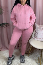Розовый модный активный взрослый мэм лоскутный однотонный костюм из двух предметов карандаш с длинными рукавами из двух предметов