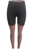 Schwarze, elastische, mittelhohe, gerade bedruckte Shorts