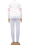 White Fashion Active adult Ma'am Patchwork Solid Two Piece Suits pencil Long Sleeve Two Pieces
