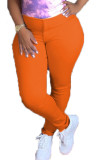 Naranja veneciano Elastic Fly Mid Solid lápiz Pantalones Bottoms