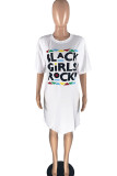 Black Fashion Casual adult Ma'am O Neck Print Plus Size