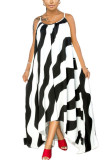 ホワイトファッション大人イングランドマアムスパゲッティストラップノースリーブスリップ非対称床長さのプリントドレス