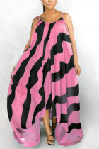 レッドファッション大人イングランドマアムスパゲッティストラップノースリーブスリップ非対称床長さのプリントドレス