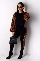 Leopard print adult Casual Fashion Camouflage Print Two Piece Suits Leopard Ribbon pencil Long Sleeve T