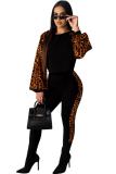 Camouflage adult Casual Fashion Camouflage Print Two Piece Suits Leopard Ribbon pencil Long Sleeve T