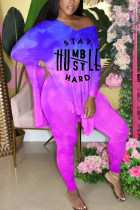 Фиолетовый модный повседневный взрослый мэм с принтом градиентный костюм из двух предметов карандаш с длинным рукавом из двух предметов