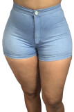 Light Blue Zipper Design Buttoms Design Denim Hotpant