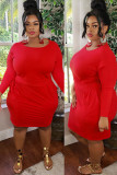 rose rood Mode Casual volwassen mevrouw O Neck Solid Plus Size