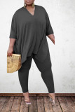 Rosa Sexig O-hals Solid Plus Size