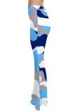 Blaue Skinny-Hosen mit elastischem Fly-Mid-Print