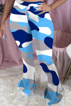Pantalones pitillo con estampado medio y bragueta elástica azul