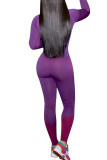 Фиолетовый модный сексуальный взрослый лоскутный принт мэм Костюмы из двух предметов карандаш с длинным рукавом из двух предметов