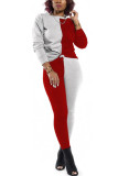 rose red Sexy Patchwork Solid pencil Long Sleeve Two Pieces