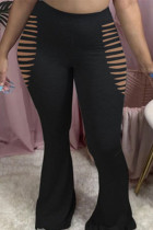 Pantalones con corte de bota y capucha de color liso alto con bragueta elástica negra
