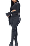 Black Sexy Active OL Solid pencil Sleeveless Two Pieces
