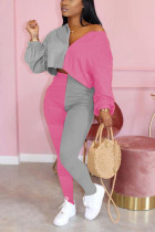 Pink Sexy Solid Pencil Long Sleeve Zweiteiler