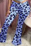 Pantaloni con taglio a stivale con stampa leopardata media kaki elastici