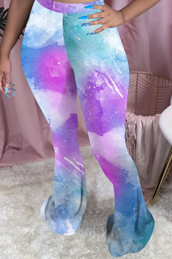 Lila Skinny-Hosen mit elastischem Fly-Mid-Print