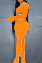 Arancione Sexy Active OL Matita solida senza maniche in due pezzi