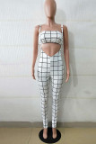 White venetian Fashion adult Europe and America Ma'am Plaid Two Piece Suits pencil Sleeveless Two Pieces