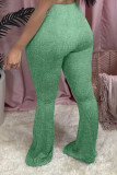 Parte inferior de pantalones con corte de bota de color liso y bragueta elástica de mezclas verdes