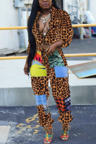 Luipaardprint Fashion Casual volwassen mevrouw Camouflage tweedelige pakken losse twee stukken met lange mouwen