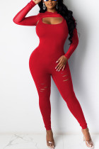 Красный венецианский модный активный взрослый мэм лоскутное однотонный костюм из двух предметов карандаш с длинным рукавом из двух предметов
