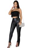Black adult Sexy Fashion Solid Two Piece Suits Patchwork tassel pencil Sleeveless