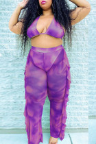 фиолетовый сексуальный холтер с принтом плюс размер